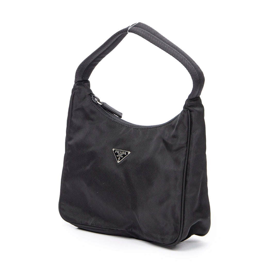 Shoulder Bag Mini Zip Hobo Black Nylon Canvas