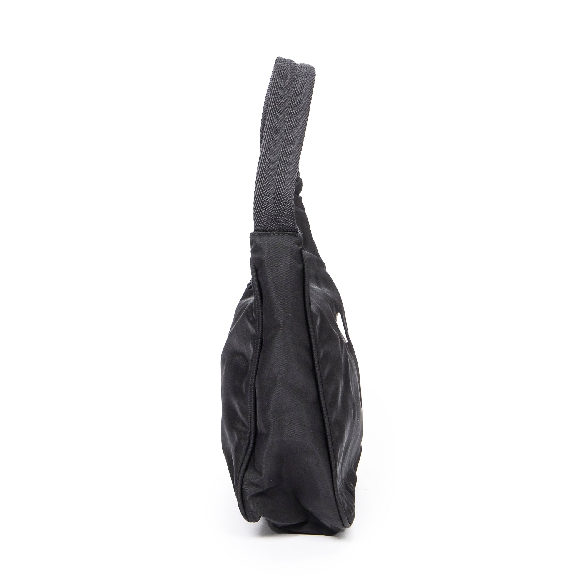 Shoulder Bag Mini Zip Hobo Black Nylon Canvas