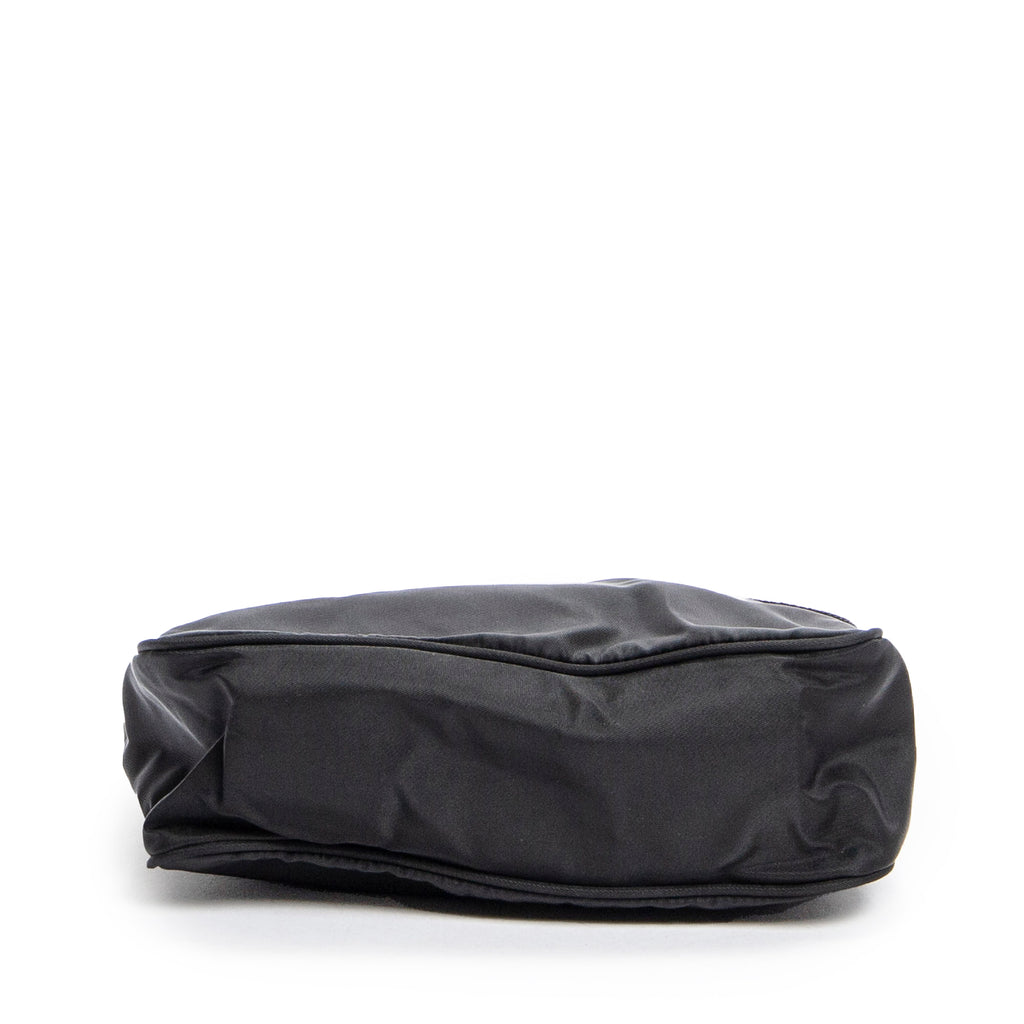 Shoulder Bag Mini Zip Hobo Black Nylon Canvas