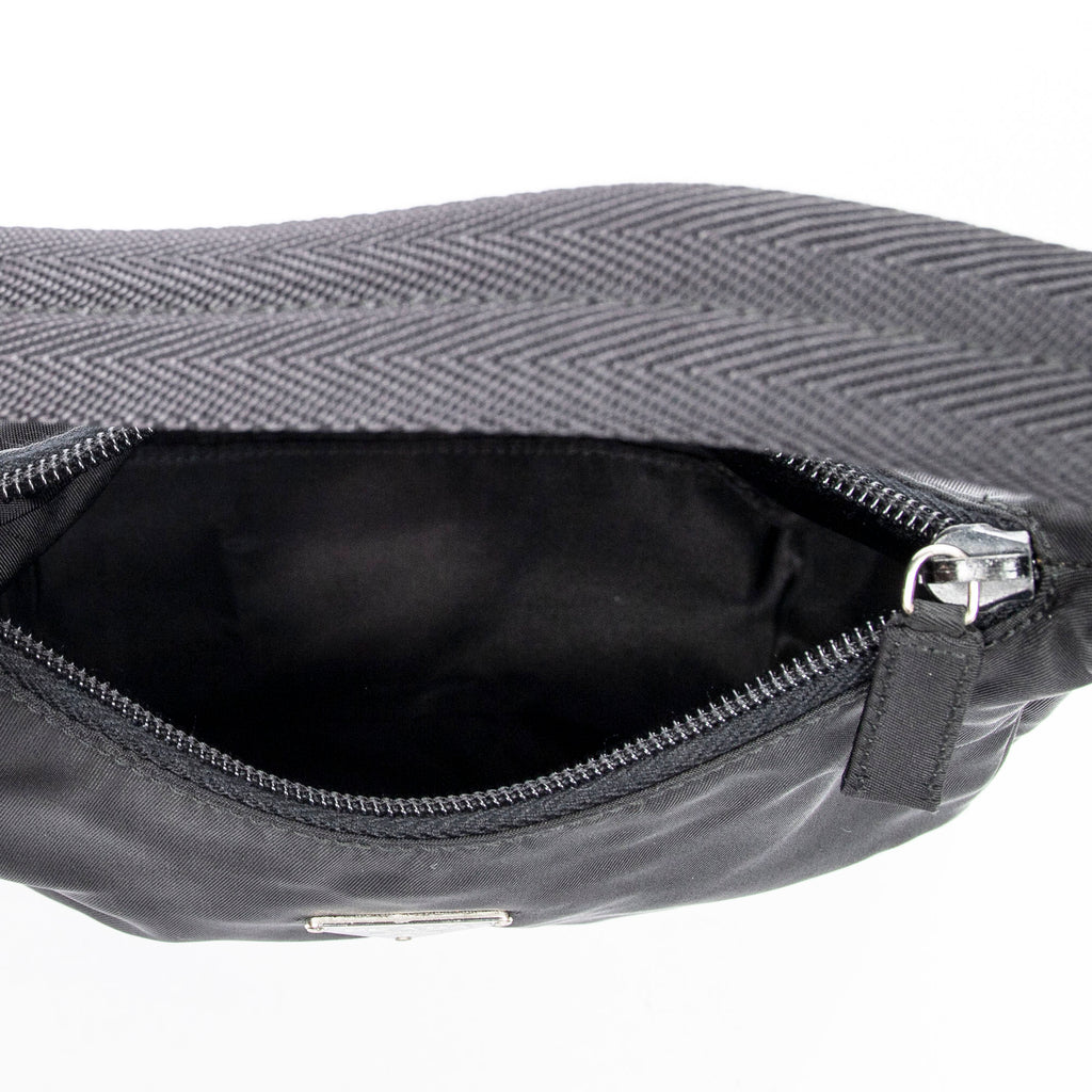 Shoulder Bag Mini Zip Hobo Black Nylon Canvas
