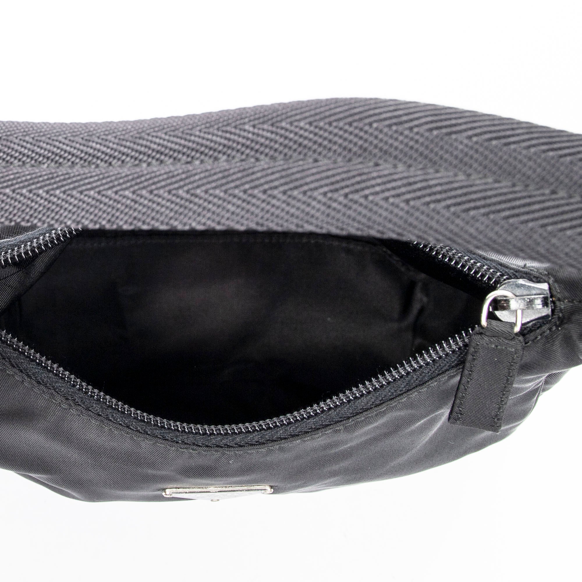 Shoulder Bag Mini Zip Hobo Black Nylon Canvas