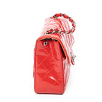 Shoulder Bag Mini Square Single Flap Red Quilted Patent Leather