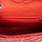 Shoulder Bag Mini Square Single Flap Red Quilted Patent Leather