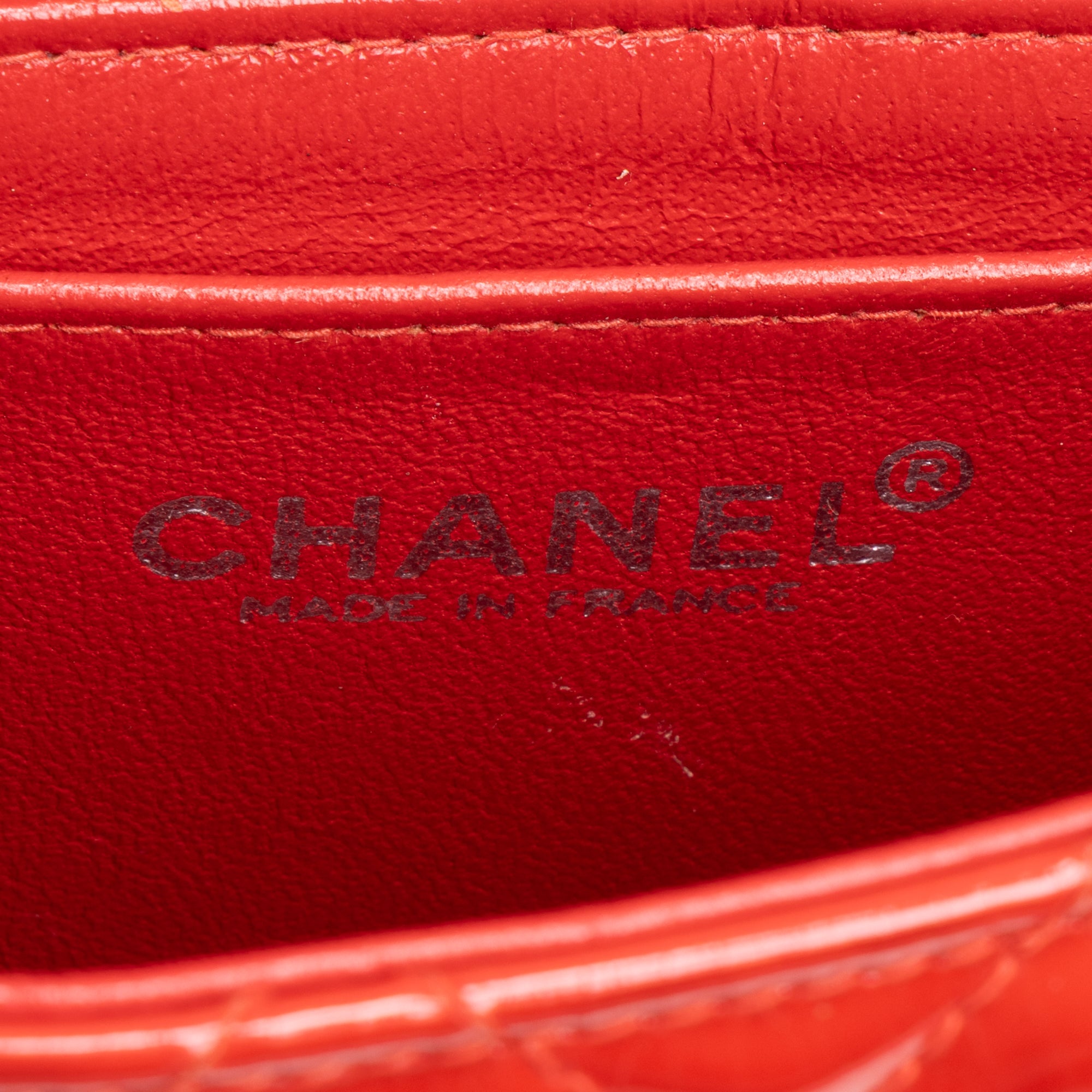 Shoulder Bag Mini Square Single Flap Red Quilted Patent Leather