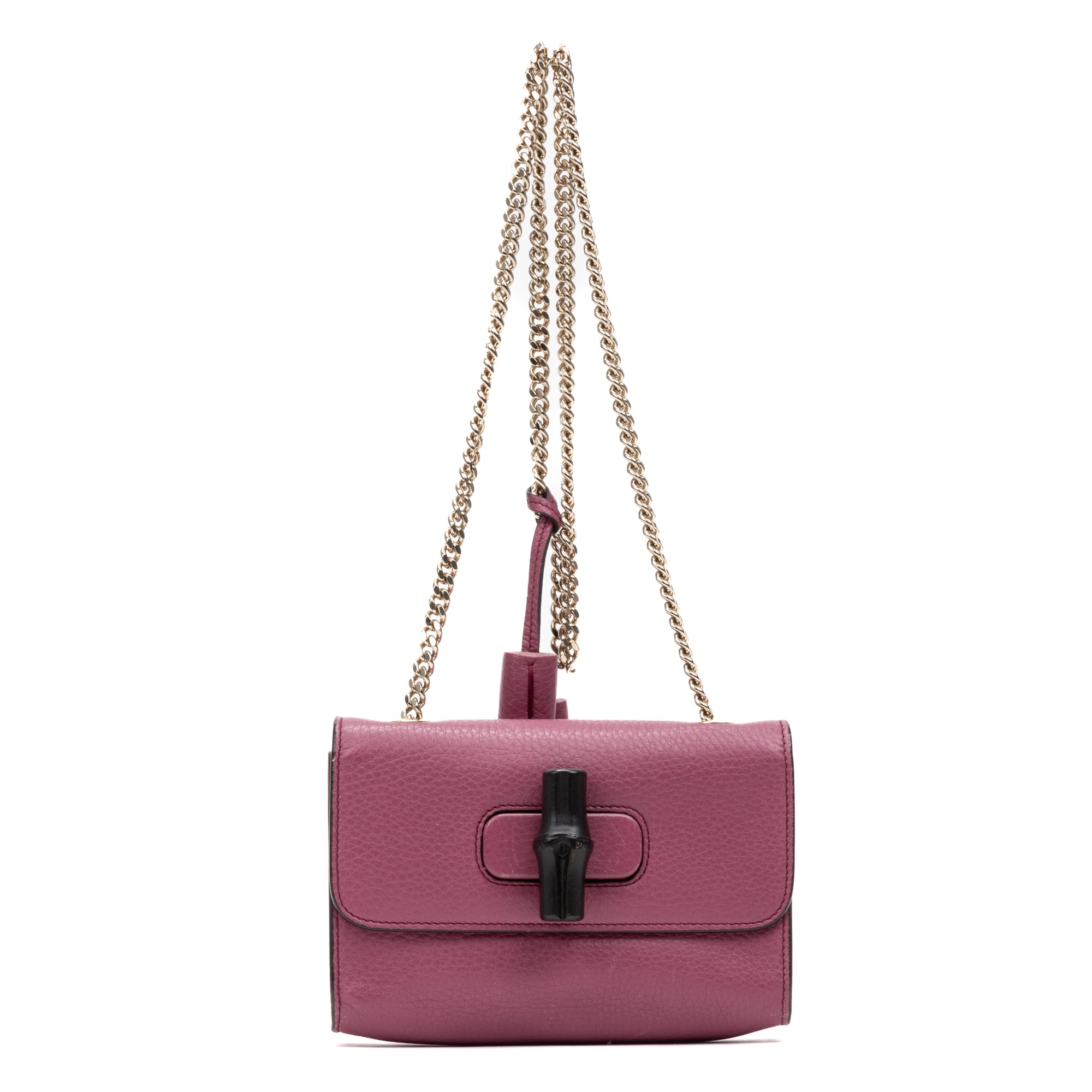 Shoulder Bag Miss Bamboo Pink Grained Leather