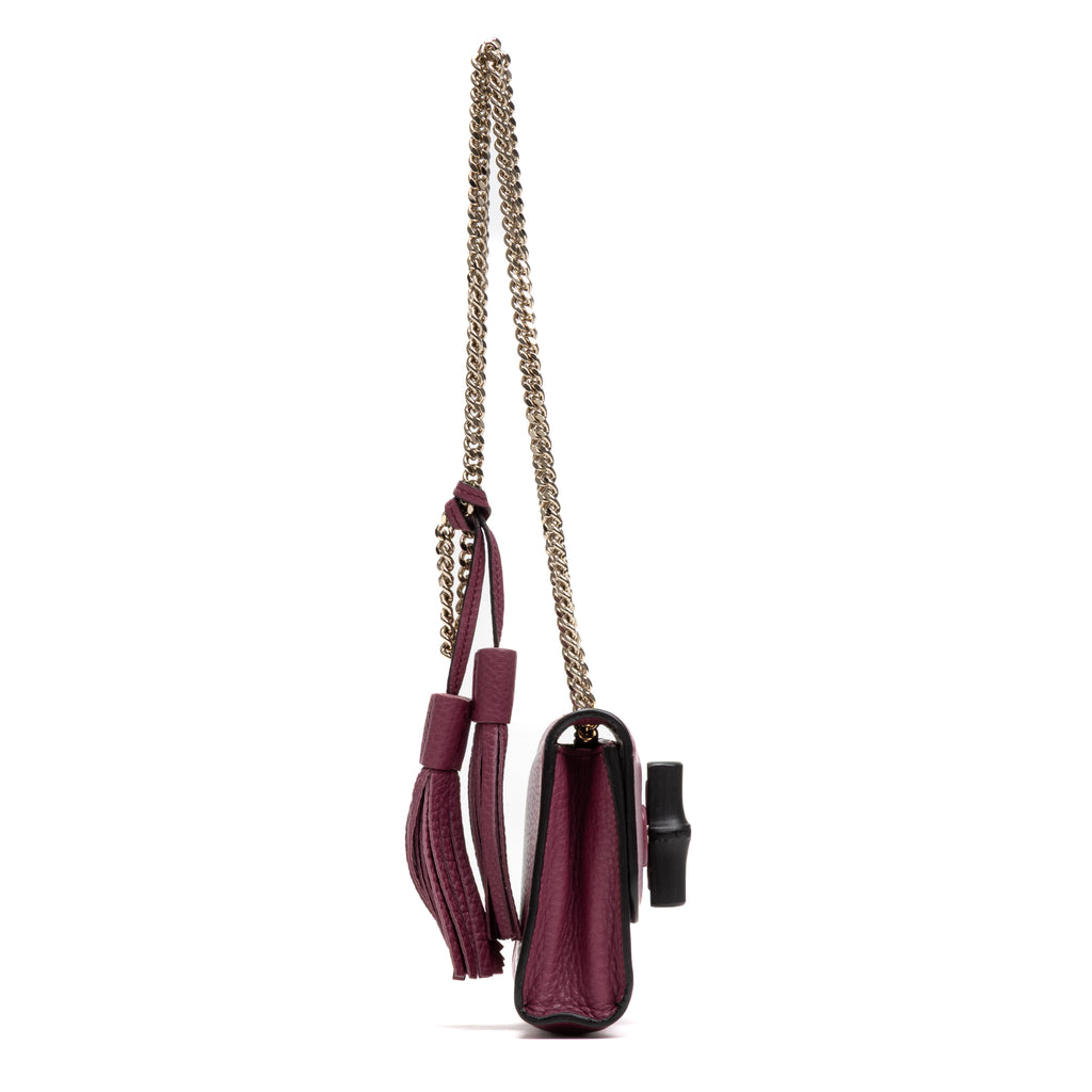 Shoulder Bag Miss Bamboo Pink Grained Leather