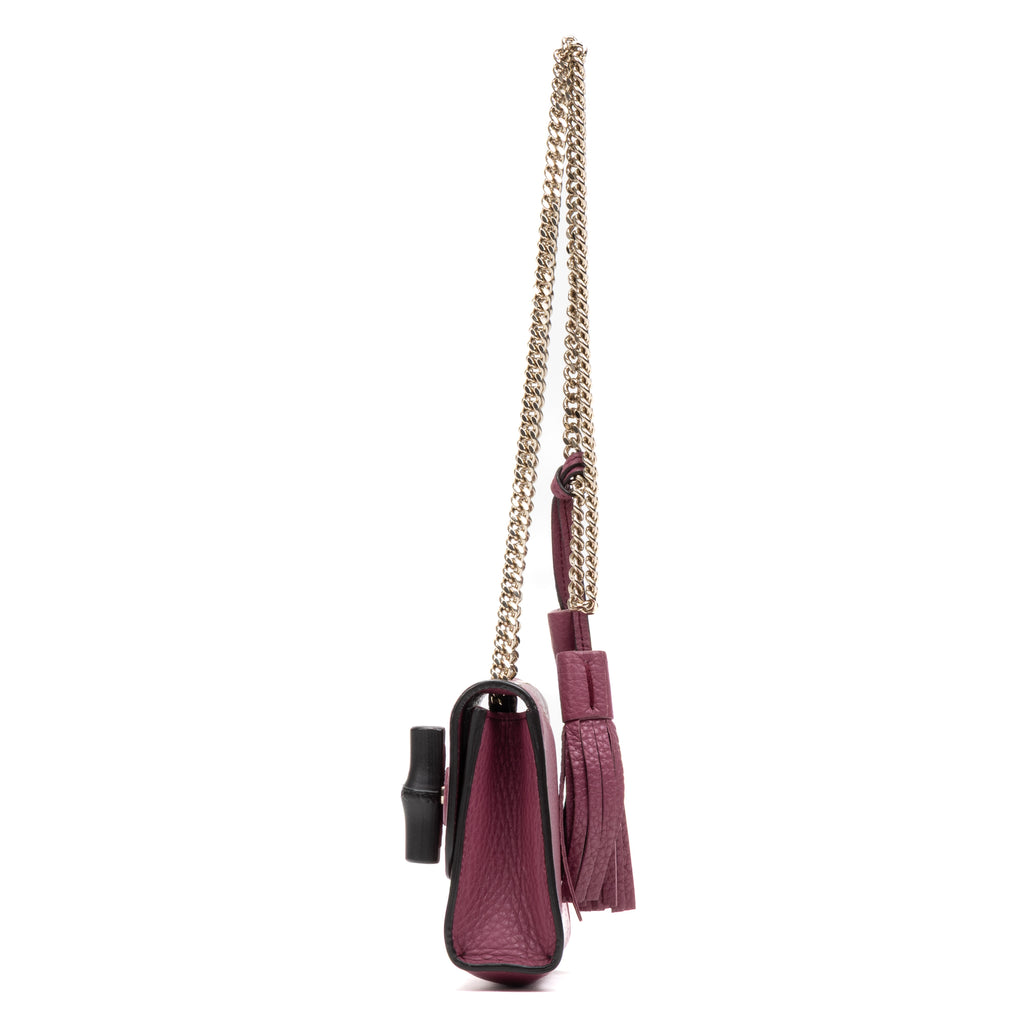 Shoulder Bag Miss Bamboo Pink Grained Leather