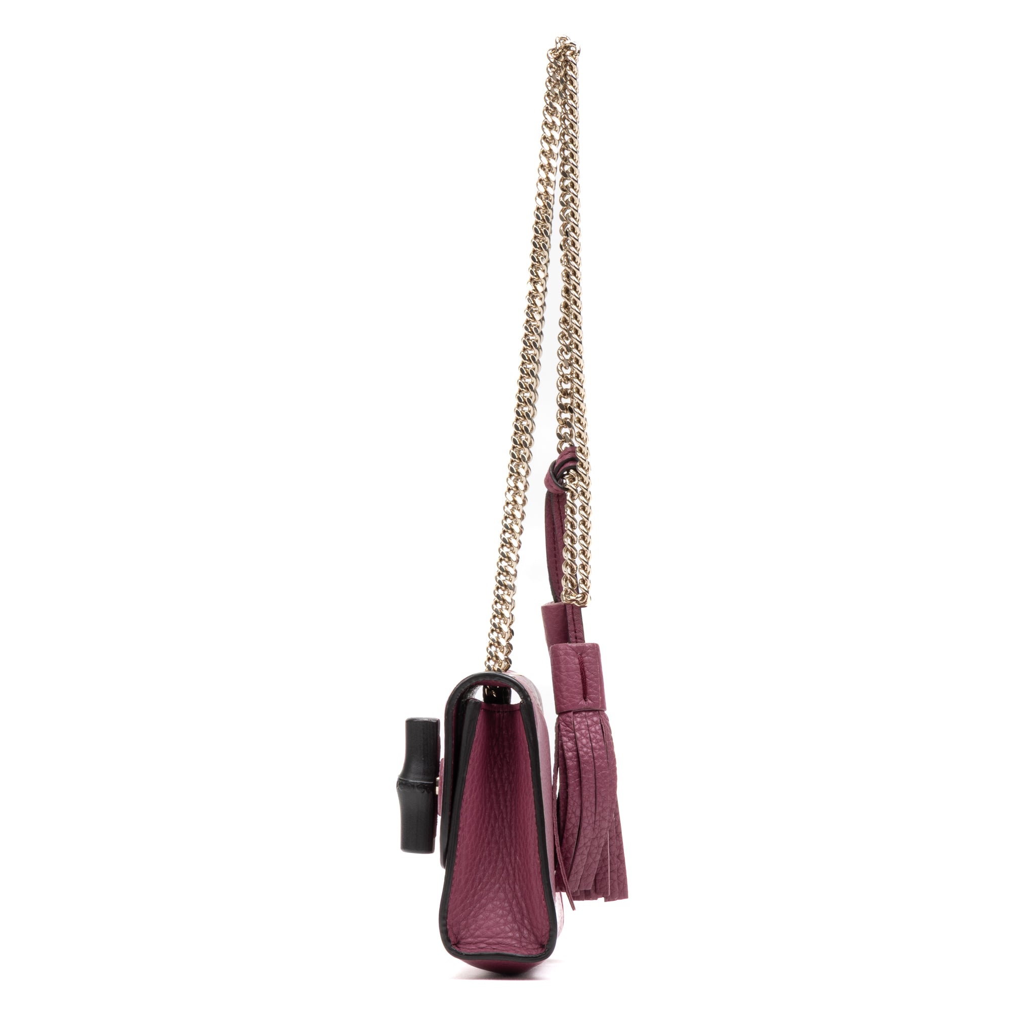Shoulder Bag Miss Bamboo Pink Grained Leather