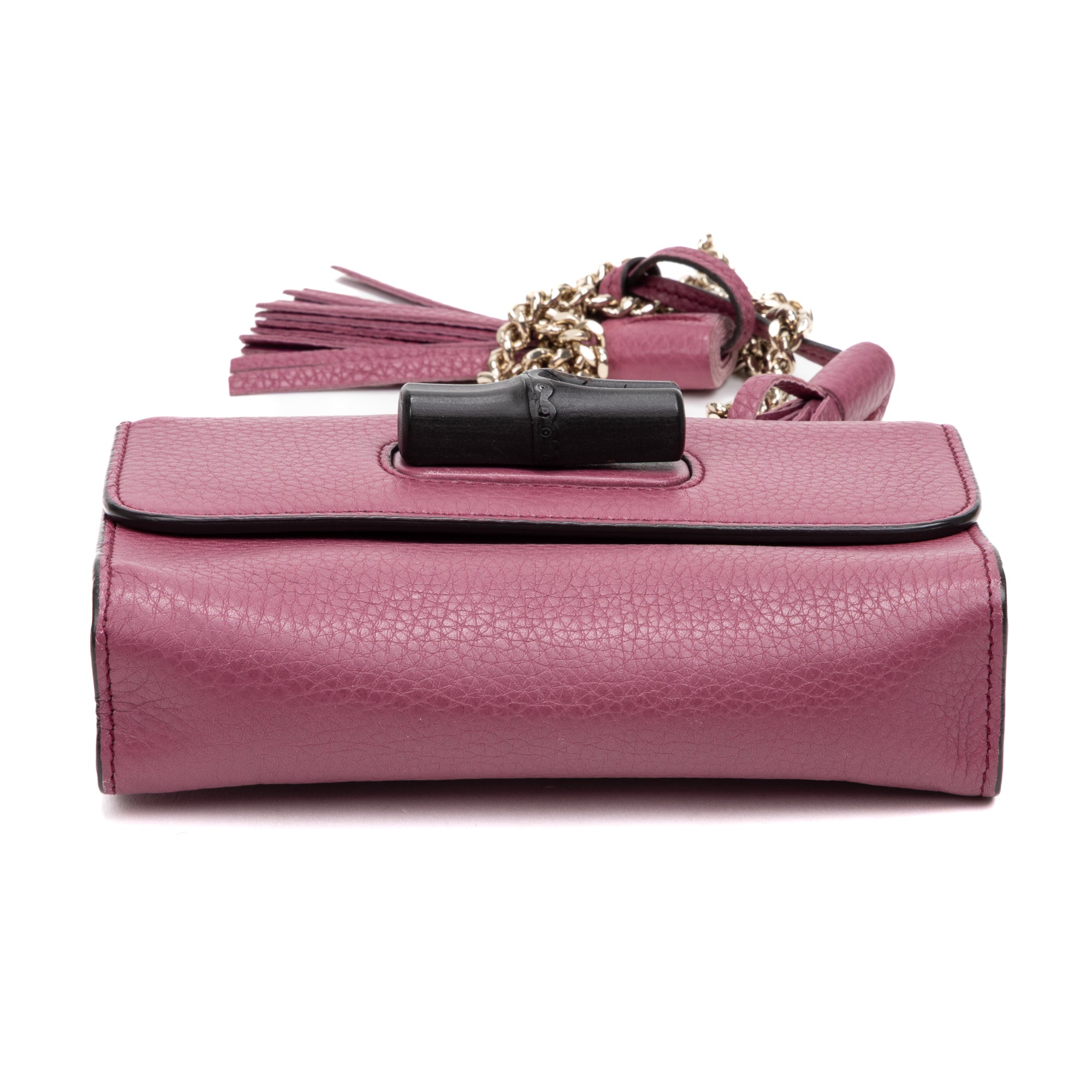 Shoulder Bag Miss Bamboo Pink Grained Leather