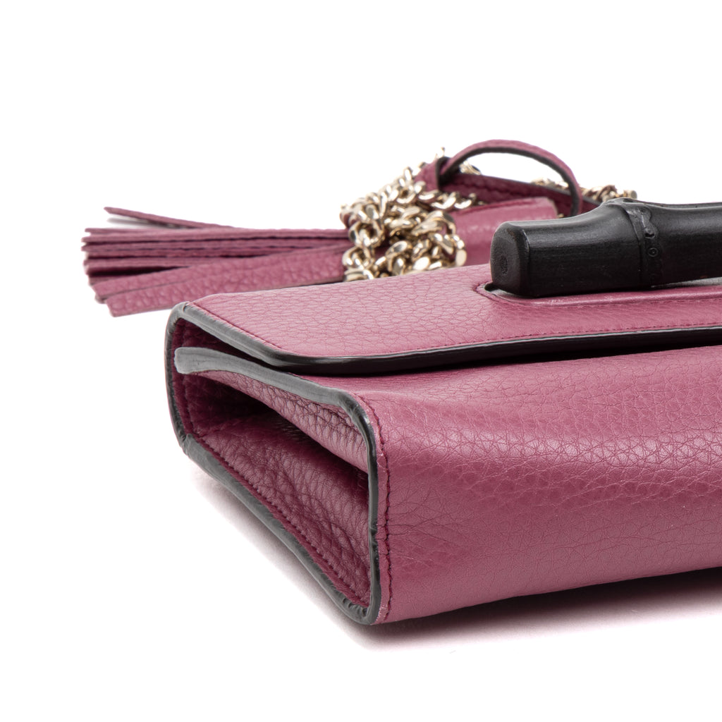 Shoulder Bag Miss Bamboo Pink Grained Leather