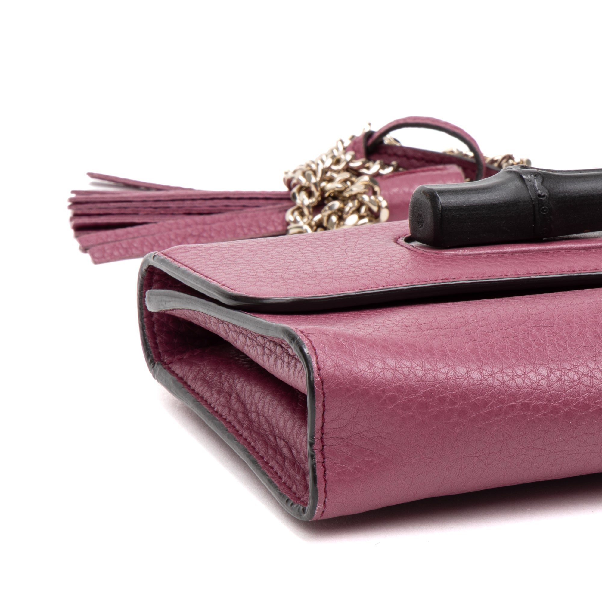 Shoulder Bag Miss Bamboo Pink Grained Leather
