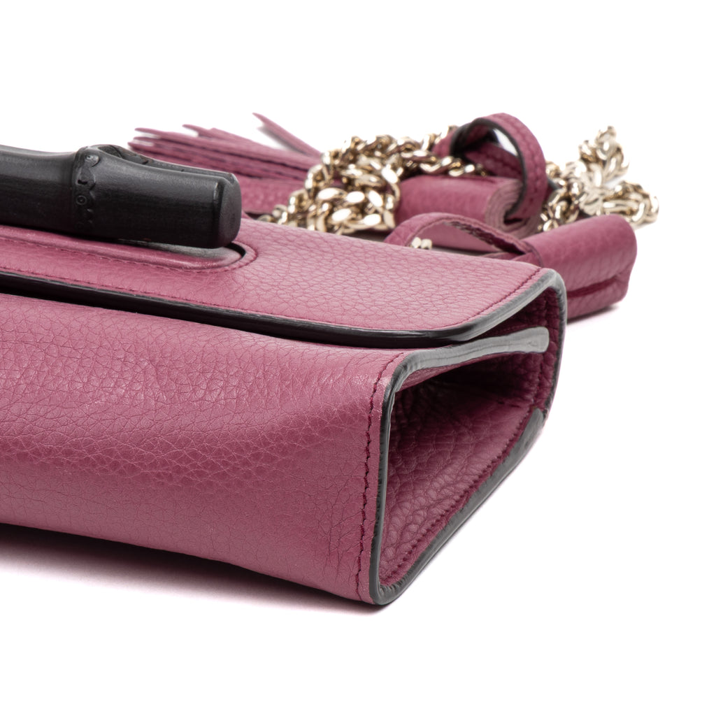 Shoulder Bag Miss Bamboo Pink Grained Leather