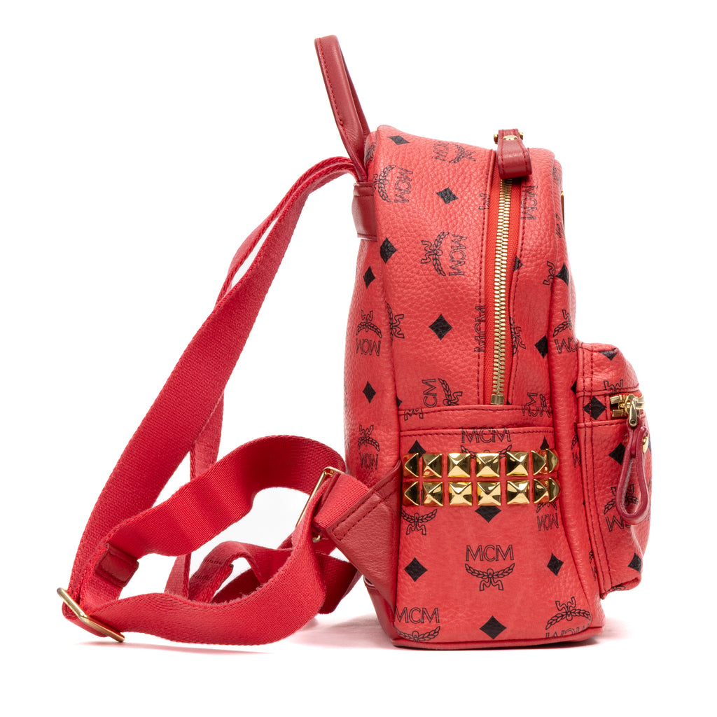 Backpack Mini Side Studded Stark Backpack Fuchsia Visetos Coated Canvas