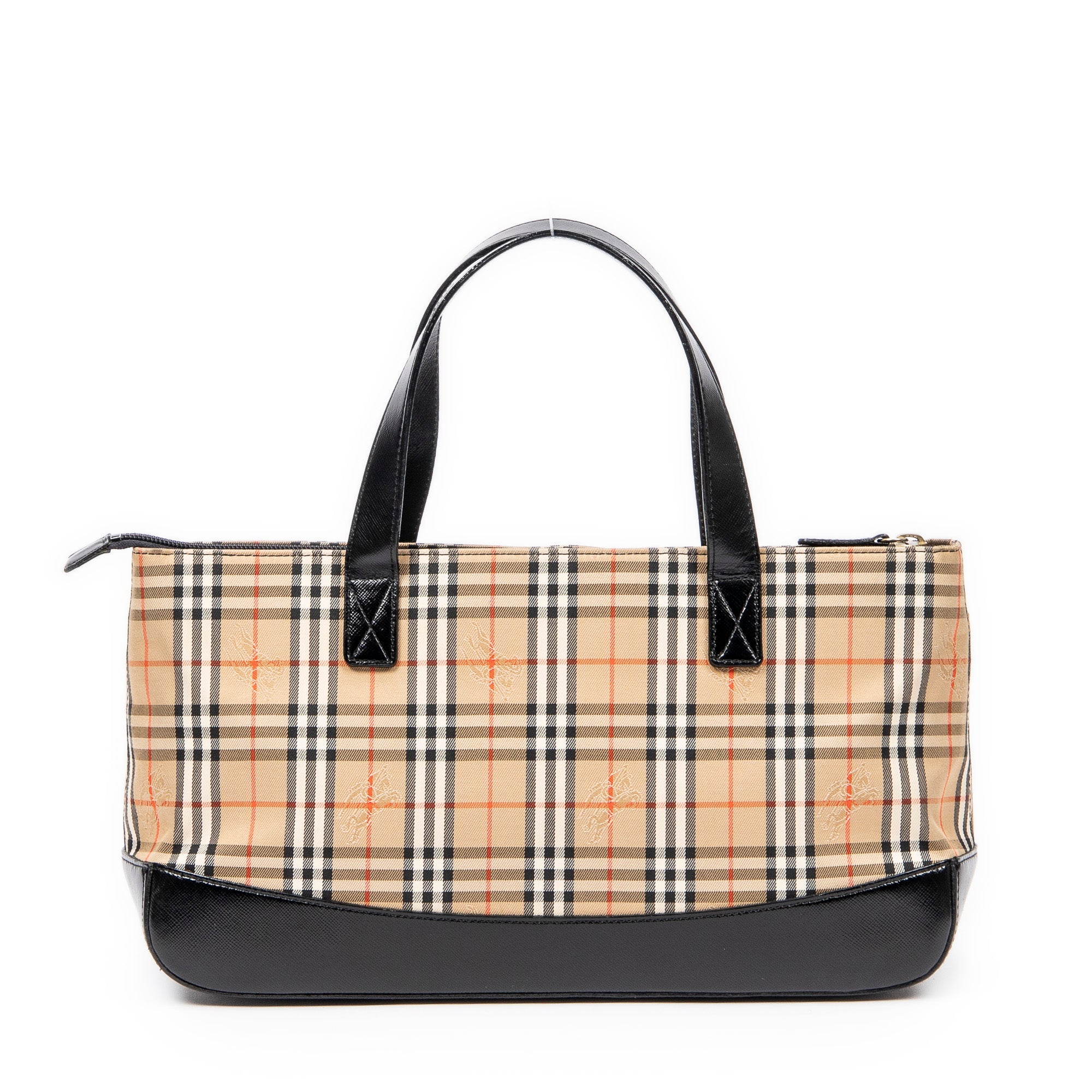 Shoulder Bag Horizontal Tote Black Haymarket Check Canvas