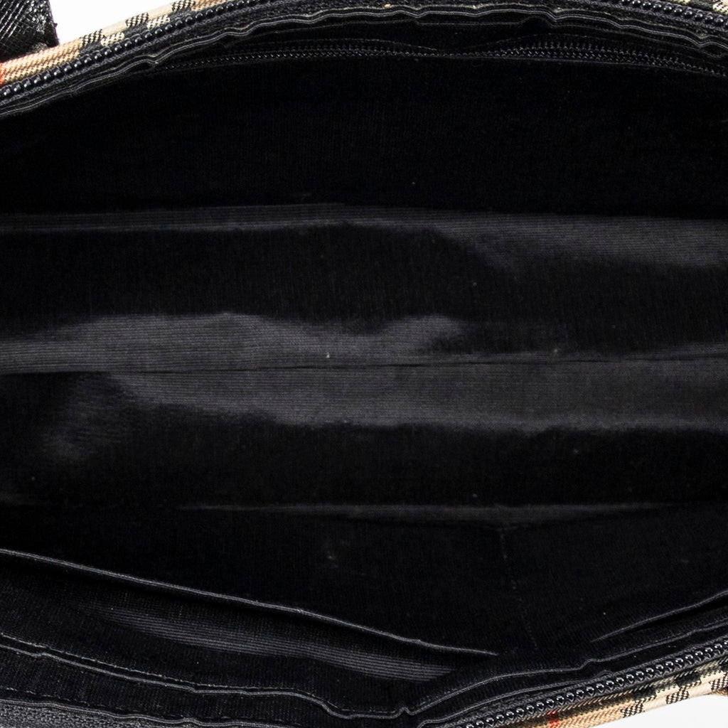 Shoulder Bag Horizontal Tote Black Haymarket Check Canvas