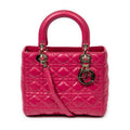 Shoulder Bag Medium Lady Dior Zip PM Fuchsia Cannage Lambskin Leather