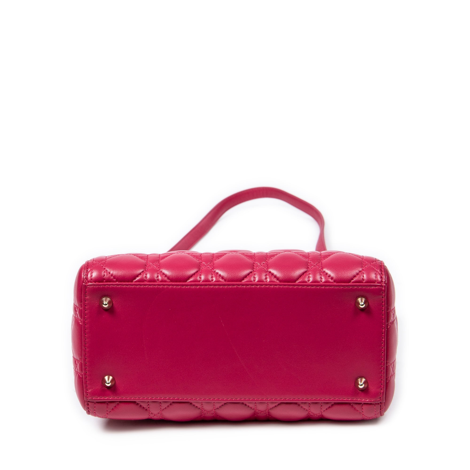 Shoulder Bag Medium Lady Dior Zip PM Fuchsia Cannage Lambskin Leather