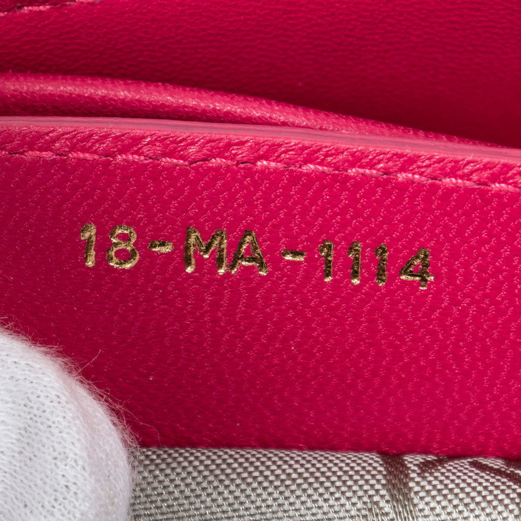 Shoulder Bag Medium Lady Dior Zip PM Fuchsia Cannage Lambskin Leather