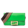 Bandolera Mini Baguette Plana Piel Lisa Verde