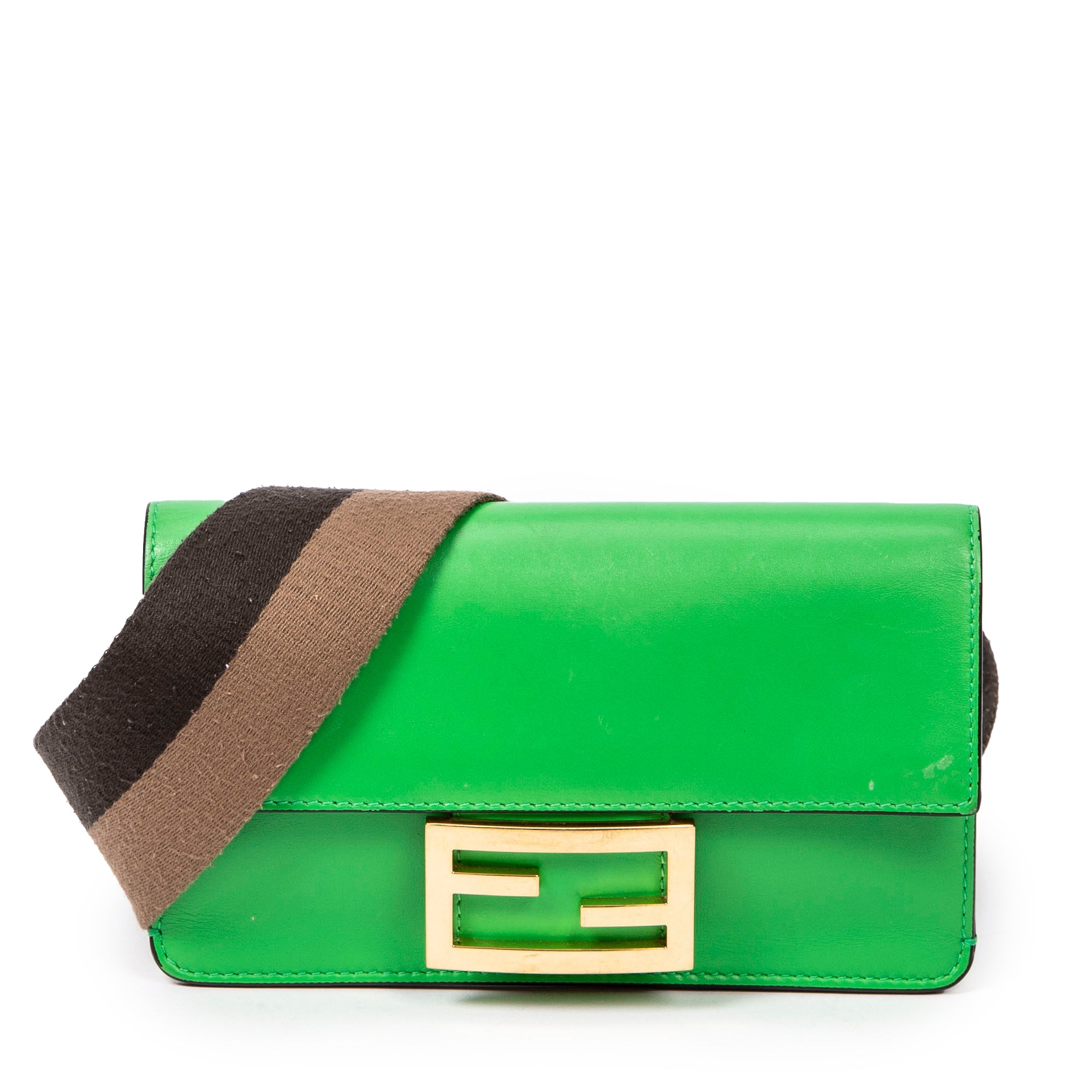 Bandolera Mini Baguette Plana Piel Lisa Verde