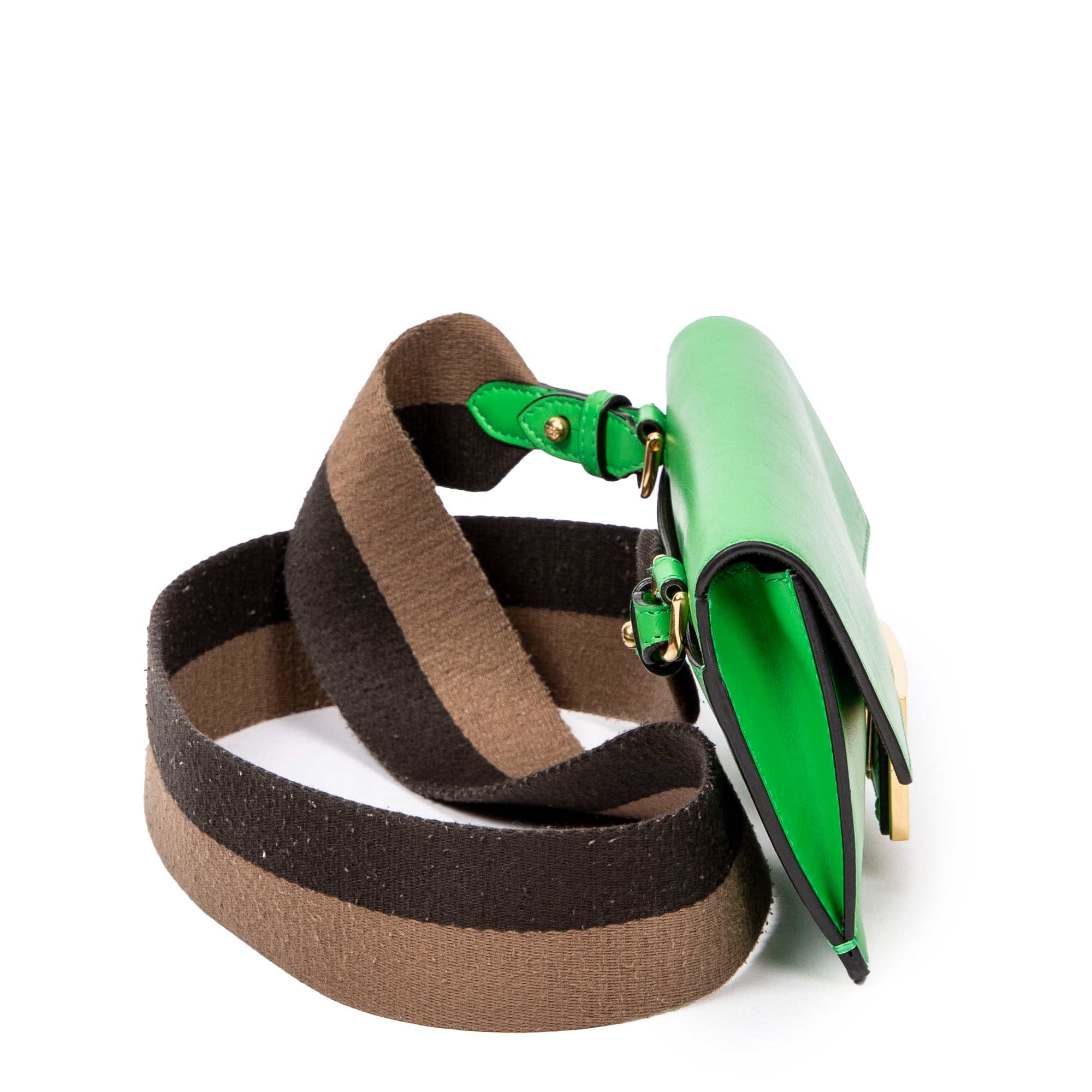 Bandolera Mini Baguette Plana Piel Lisa Verde