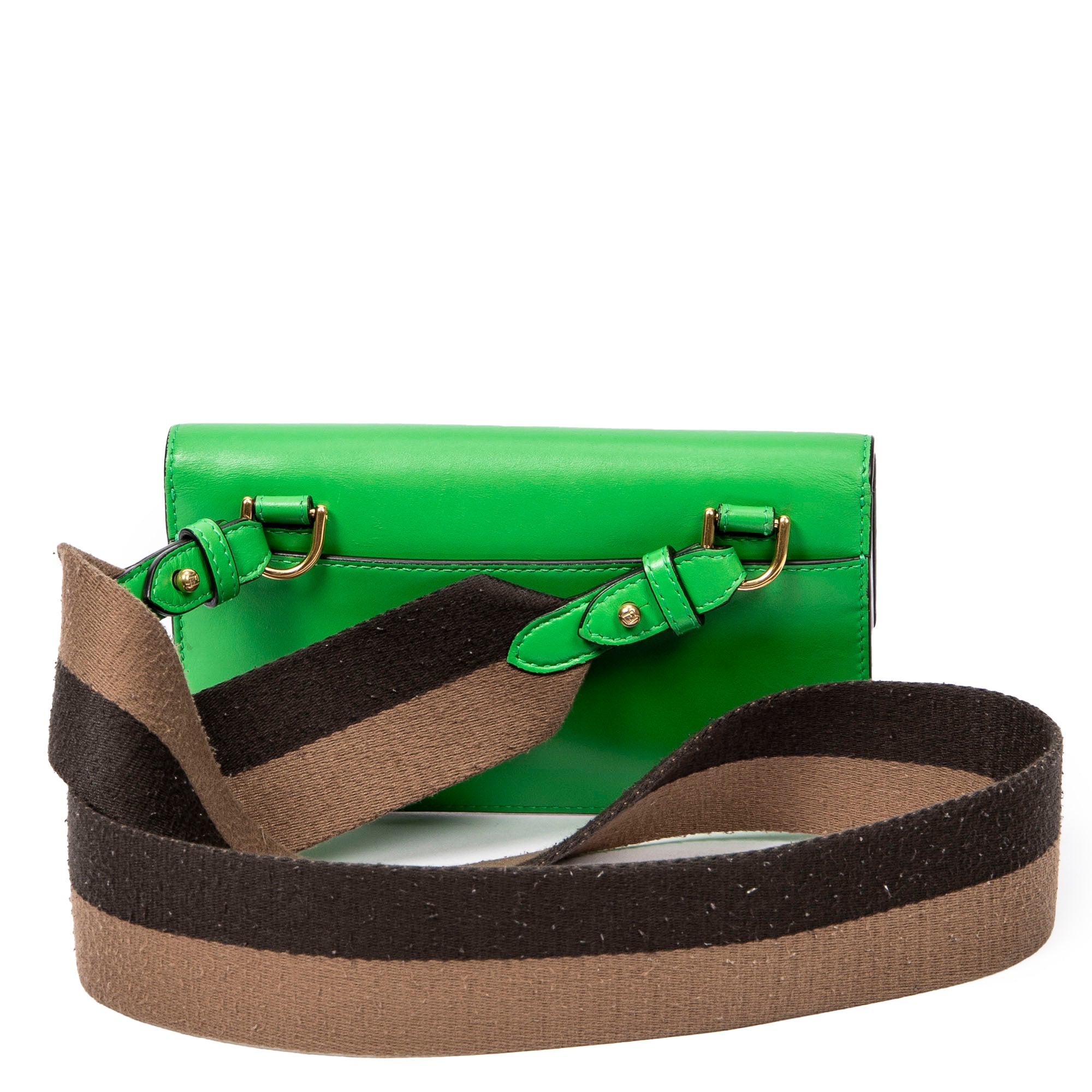 Bandolera Mini Baguette Plana Piel Lisa Verde