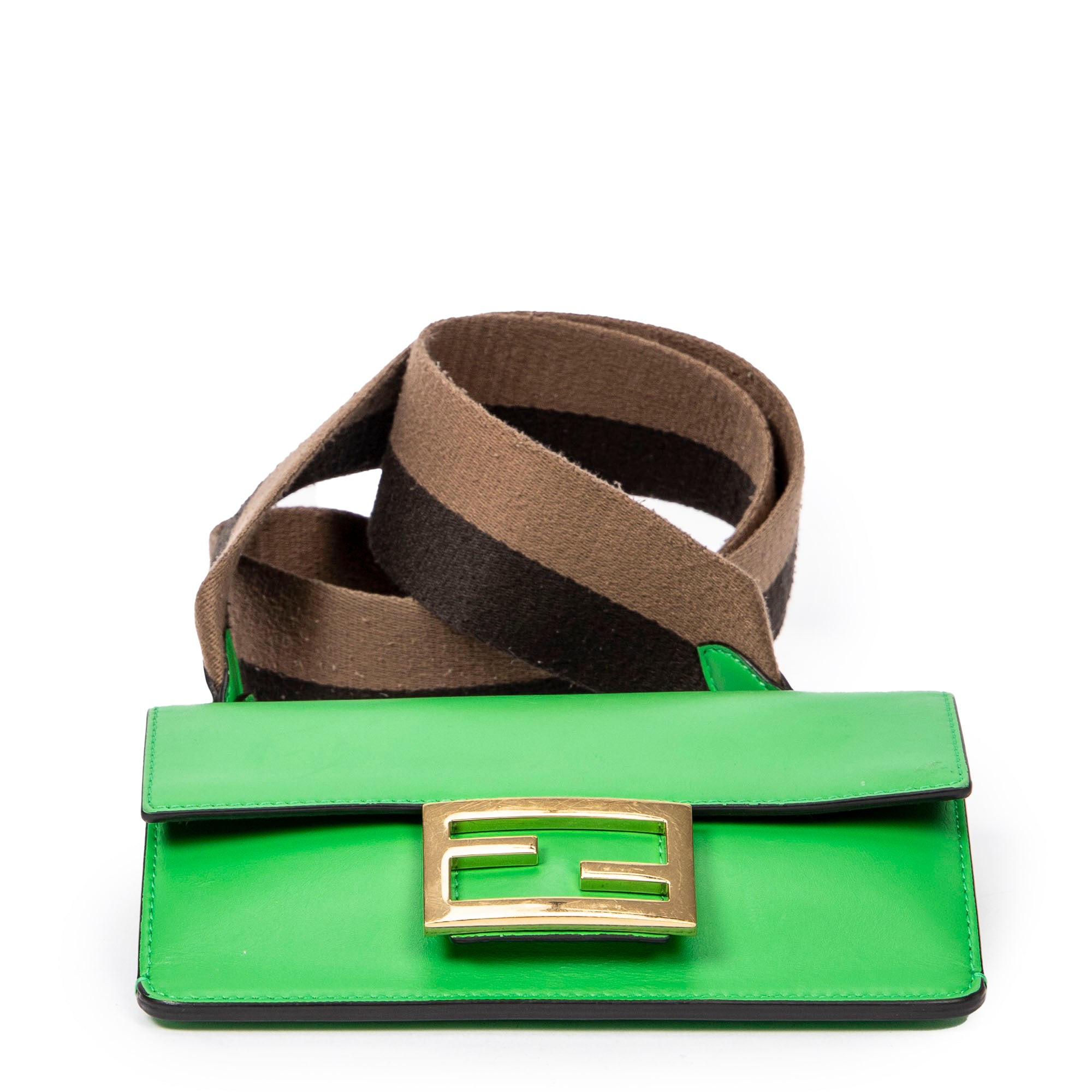 Bandolera Mini Baguette Plana Piel Lisa Verde