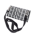 Shoulder Bag Logo Wallet on Strap Black Logo Print Calfskin Leather