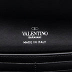 Shoulder Bag Logo Wallet on Strap Black Logo Print Calfskin Leather