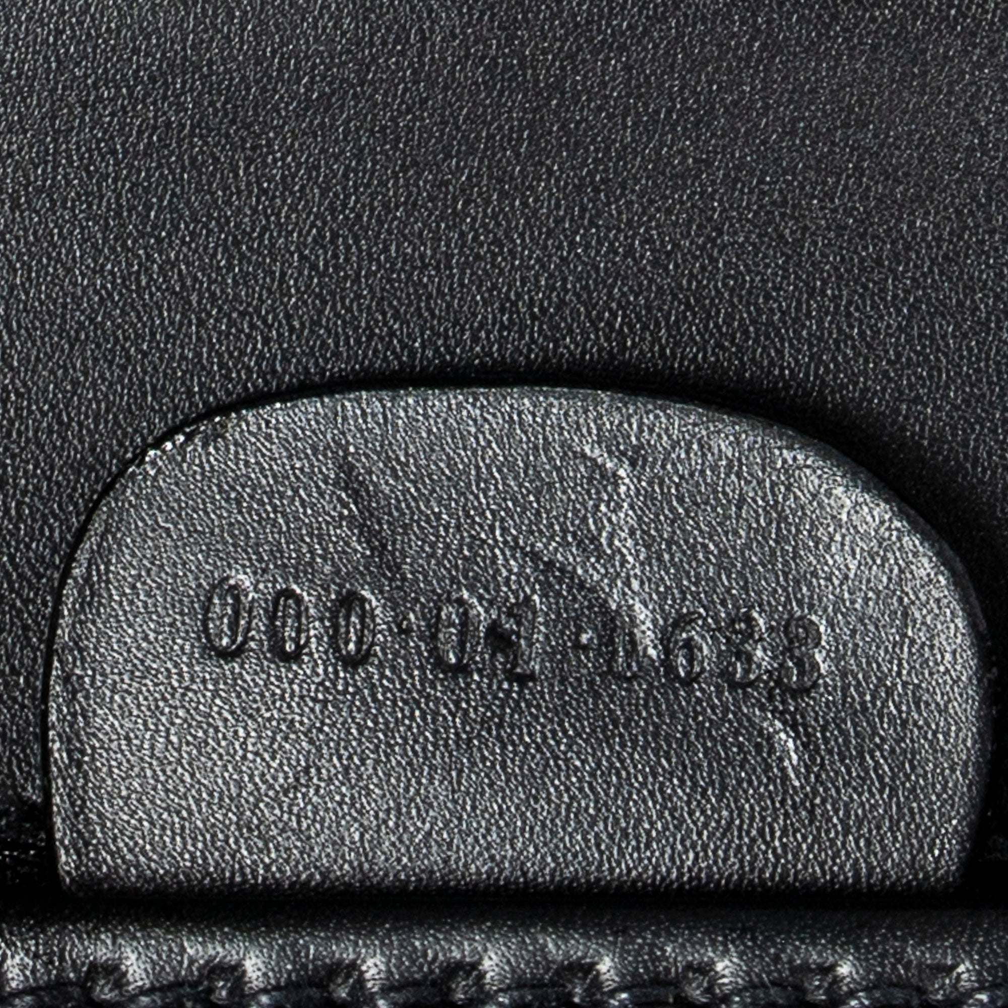 Bolso de Hombro Vintage Bambú Solapa Asa Superior Cuero Liso Negro