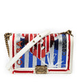 Bolso de hombro Paris-Cuba Multicolor Lentejuelas Bolso mediano Boy Bag Lona de lentejuelas rojas/Piel de becerro