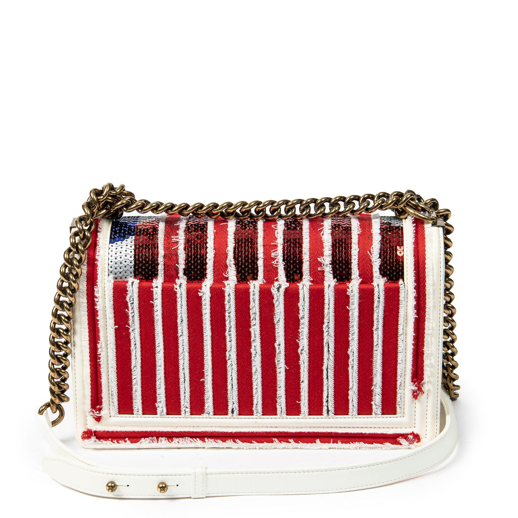 Bolso de hombro Paris-Cuba Multicolor Lentejuelas Bolso mediano Boy Bag Lona de lentejuelas rojas/Piel de becerro