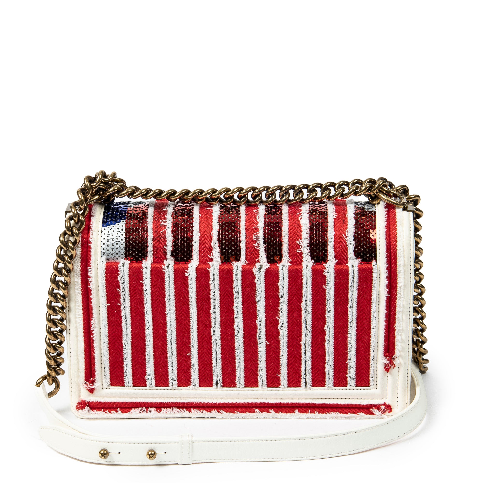 Bolso de hombro Paris-Cuba Multicolor Lentejuelas Bolso mediano Boy Bag Lona de lentejuelas rojas/Piel de becerro