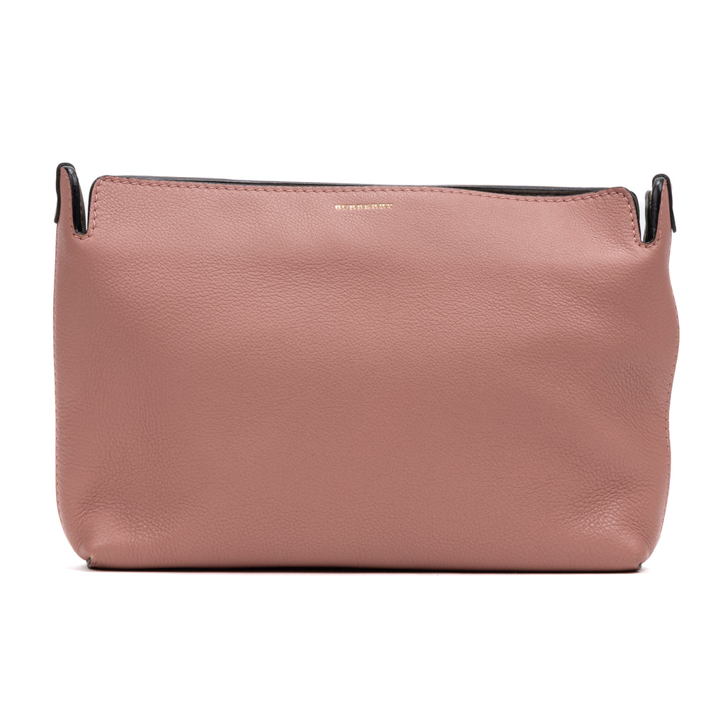 Handbag Large Bicolor Zip Clutch Ivory Grained Leather