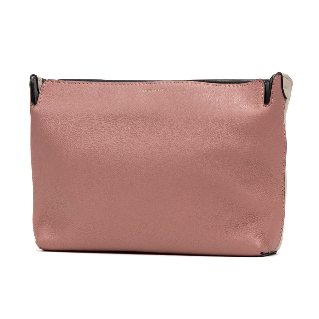 Handbag Large Bicolor Zip Clutch Ivory Grained Leather