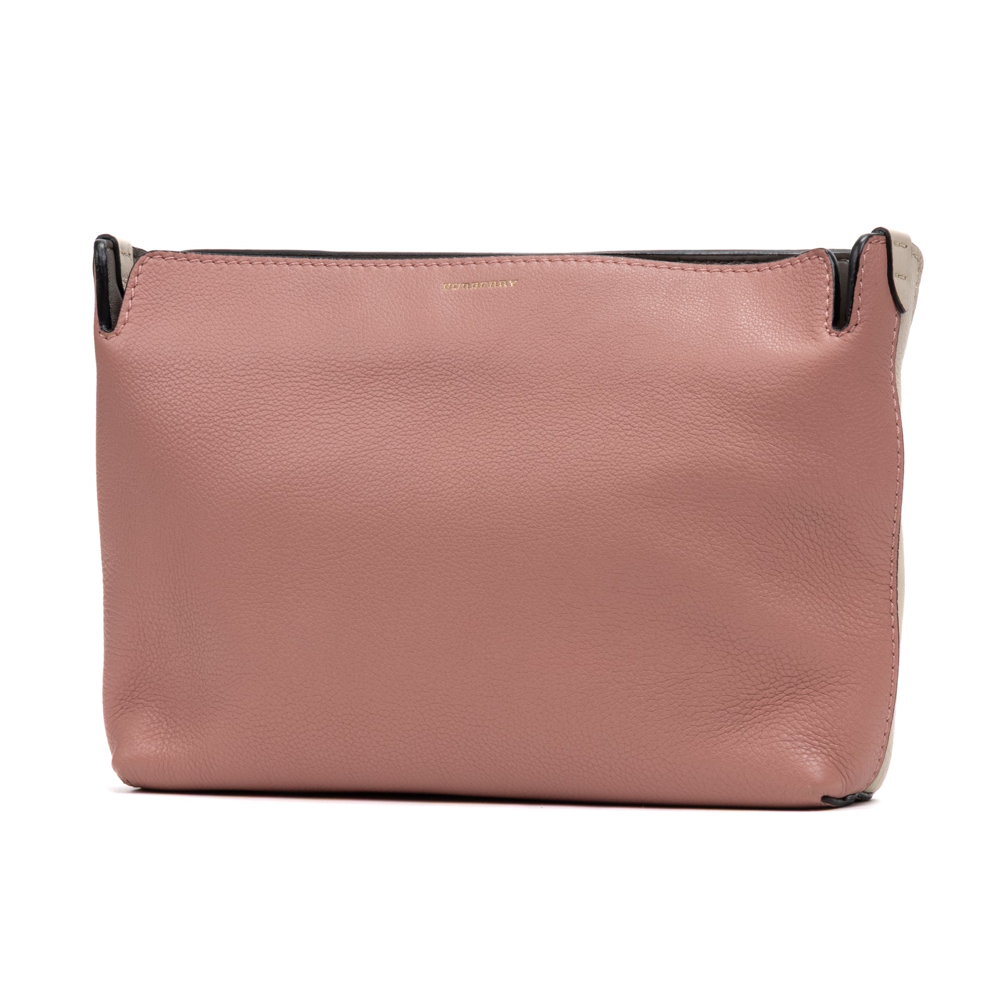 Handbag Large Bicolor Zip Clutch Ivory Grained Leather