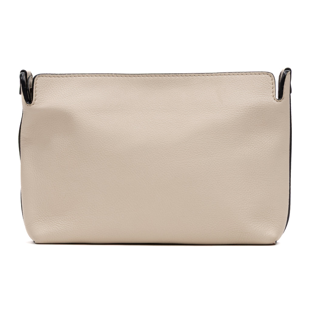 Handbag Large Bicolor Zip Clutch Ivory Grained Leather