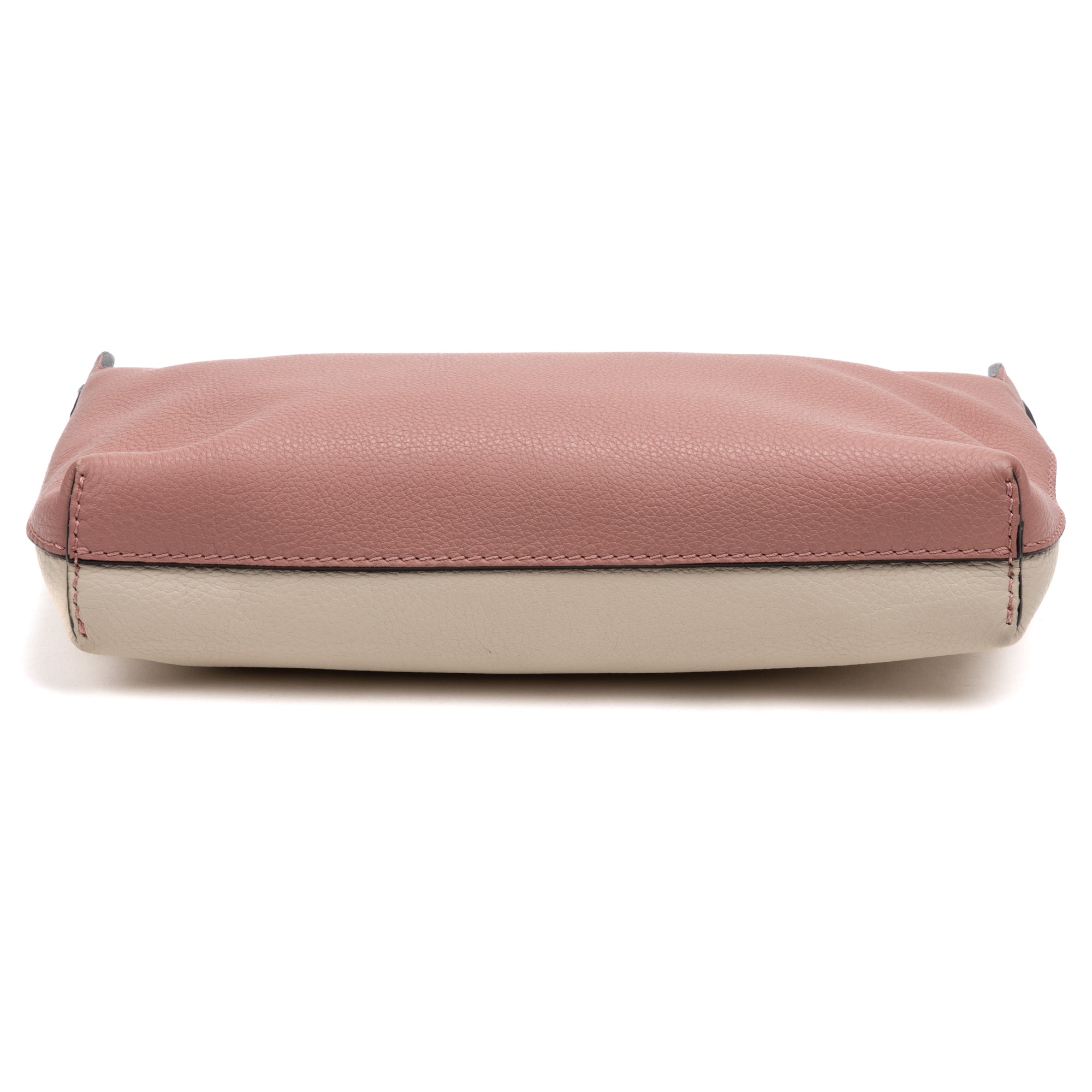 Handbag Large Bicolor Zip Clutch Ivory Grained Leather