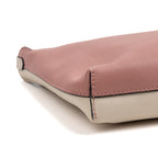Handbag Large Bicolor Zip Clutch Ivory Grained Leather