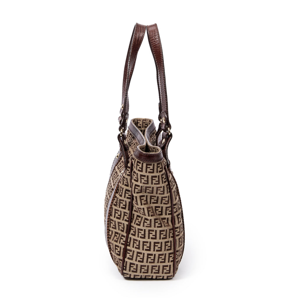 Shoulder Bag Medium Square Tote Tan Zucca Canvas