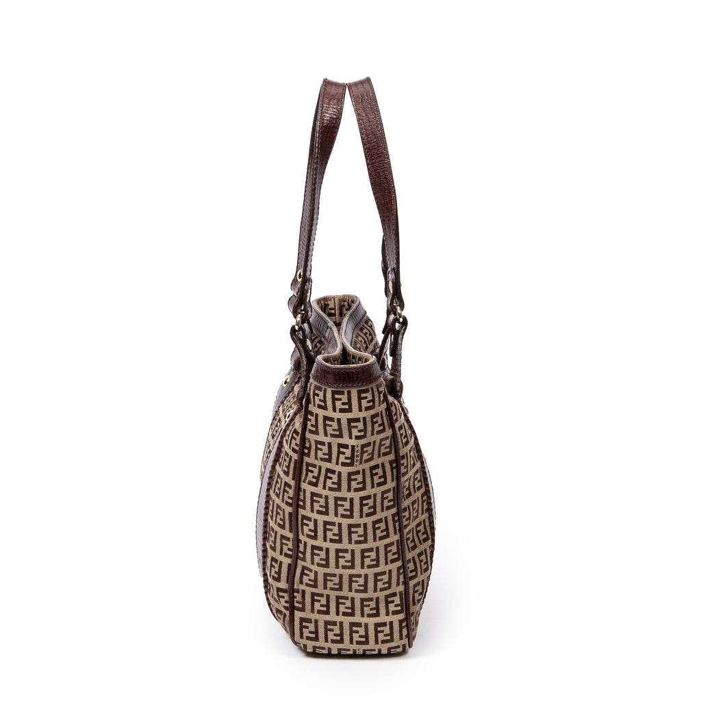 Shoulder Bag Medium Square Tote Tan Zucca Canvas