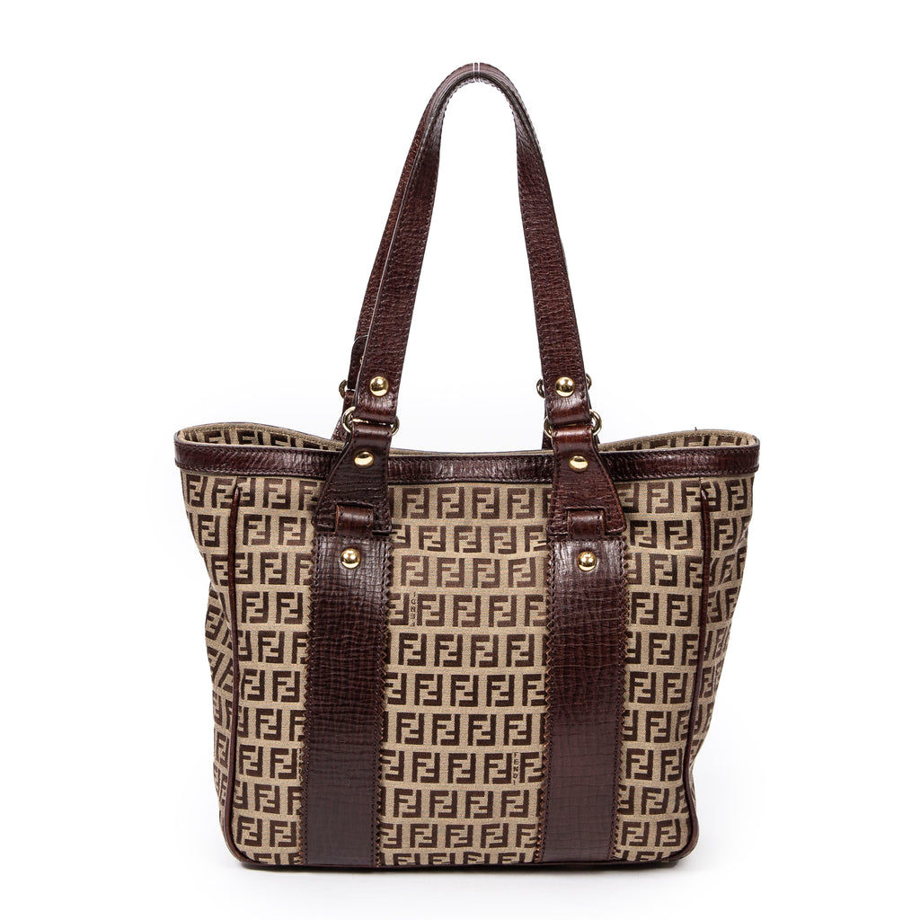 Shoulder Bag Medium Square Tote Tan Zucca Canvas