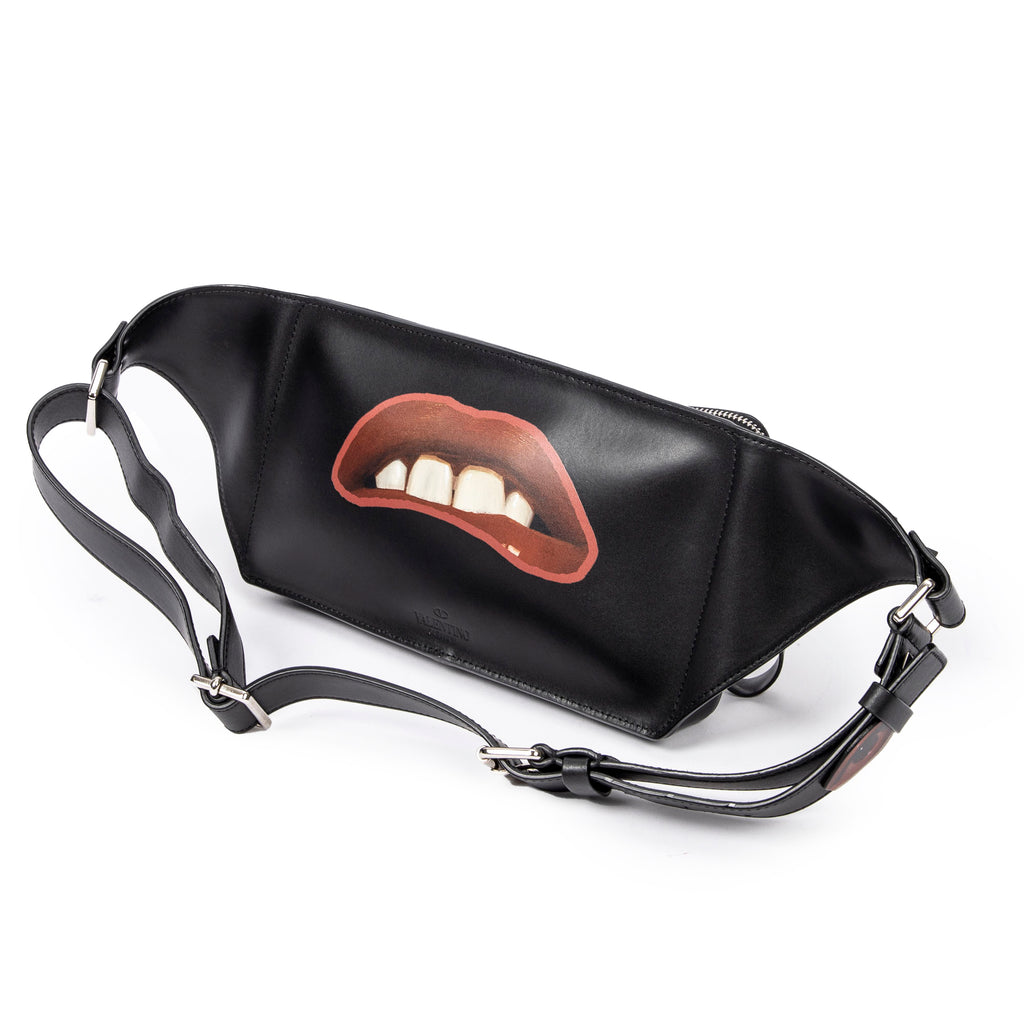 Shoulder Bag Ltd. Ed. Valentino x Emilio Villalba VLTN Belt Bag Black Printed Smooth Leather