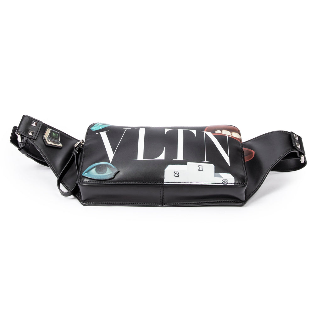 Shoulder Bag Ltd. Ed. Valentino x Emilio Villalba VLTN Belt Bag Black Printed Smooth Leather
