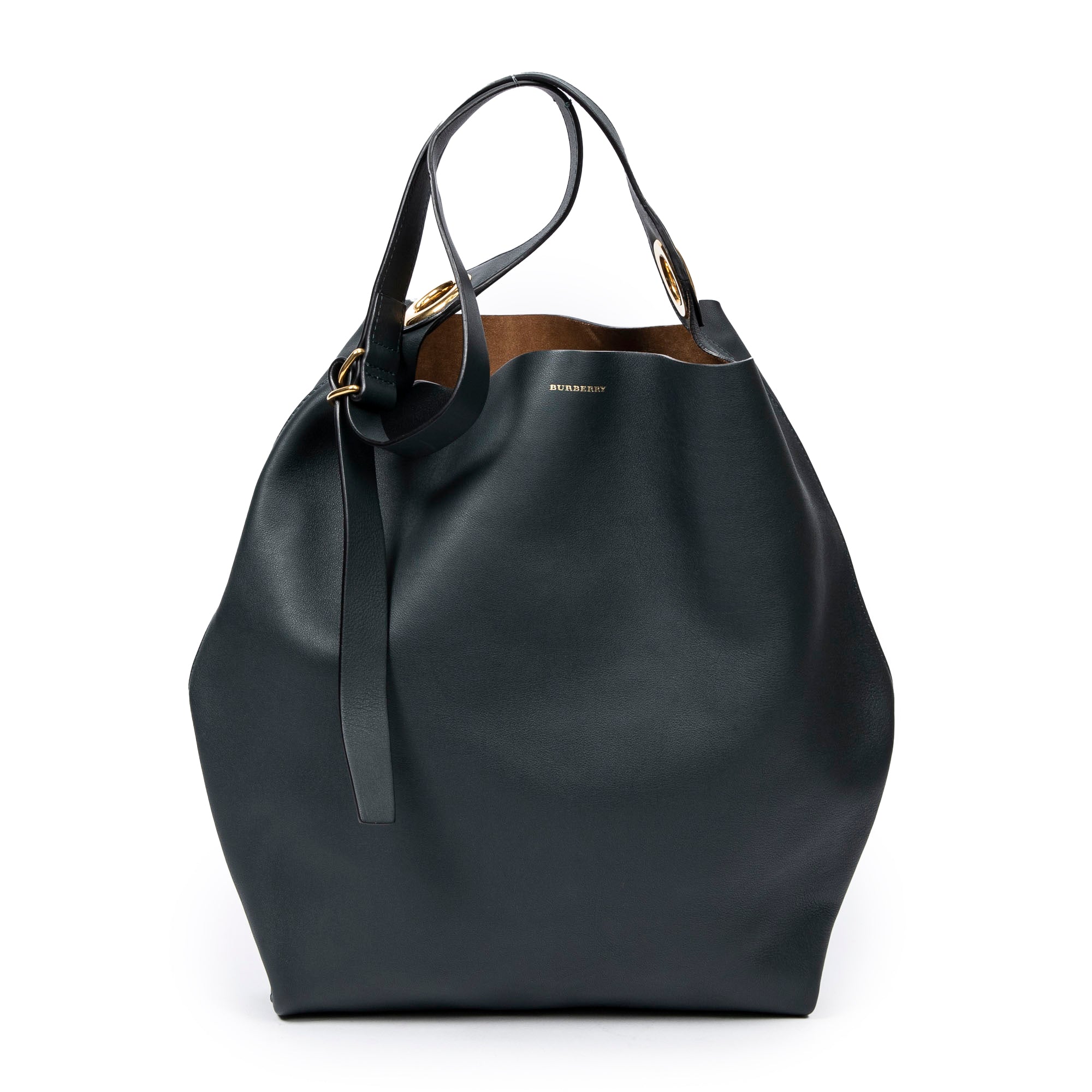 Shoulder Bag Large Eyelet Grommet Hobo Bag Dark Green Calfskin Leather