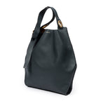 Shoulder Bag Large Eyelet Grommet Hobo Bag Dark Green Calfskin Leather
