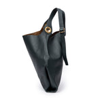Shoulder Bag Large Eyelet Grommet Hobo Bag Dark Green Calfskin Leather