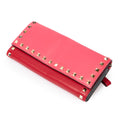 Handbag Rockstud Trifold Travel Wallet Red Studded Calfskin Leather