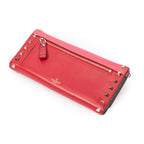 Handbag Rockstud Trifold Travel Wallet Red Studded Calfskin Leather