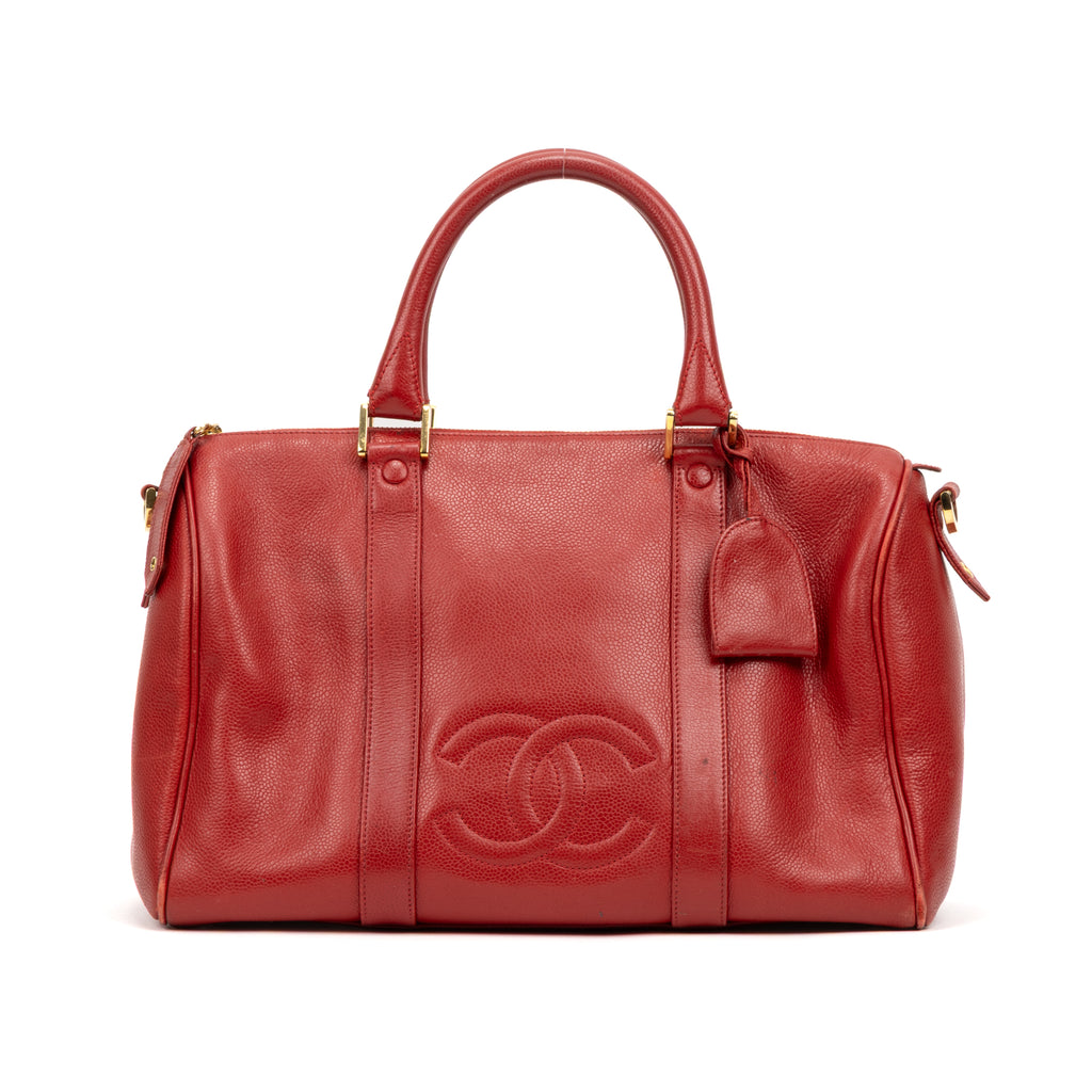 Shoulder Bag Vintage CC Timeless Medium Boston Red Caviar Leather